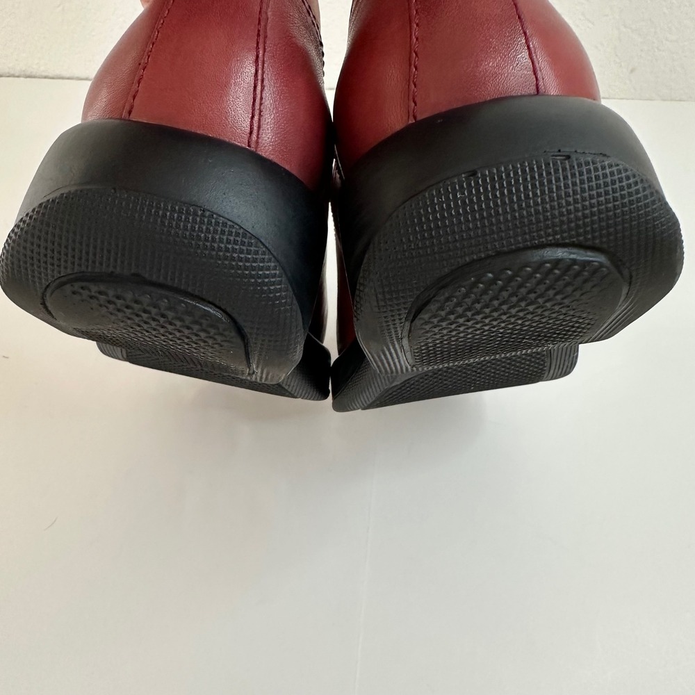 Dansko Mary Jane Chunky Platform Rounded Toe Shoes Red Leather Perforated Buckle - Picture 6 of 15